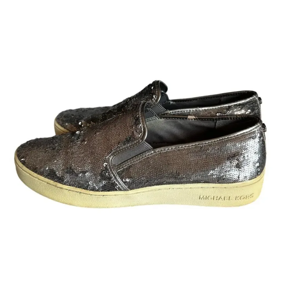 🇺🇸 🍁 BUNDLE ONLY - 5/$15 Michael Kors Gray Sequins Loafer Sneakers, size 9